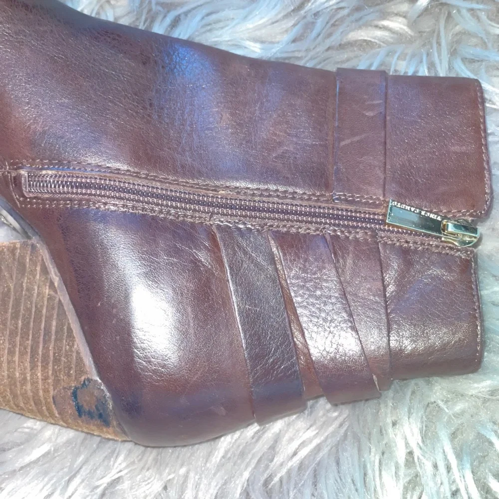 Vince Camuto Harriet Soft Leather Stacked Ankle Heeled Boot Size 8.5 - Picture 8 of 13